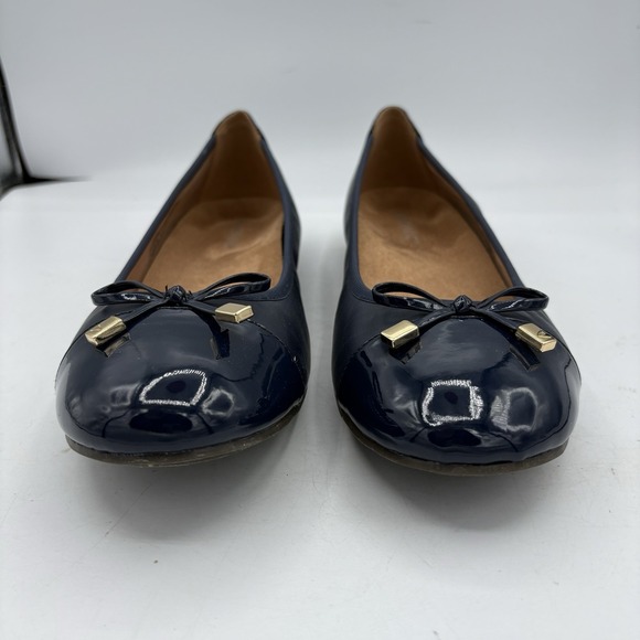 Vionic Shoes Womens Size 11 Minna Leather Ballet Flats Navy Blue w Box - Picture 3 of 10